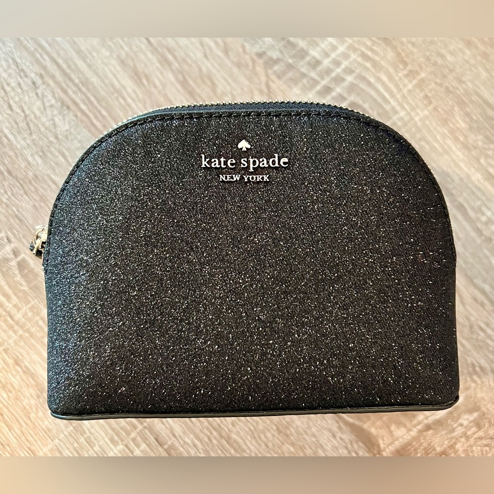 Kate Spade black Cosmetic Bag with Glitter Finish
